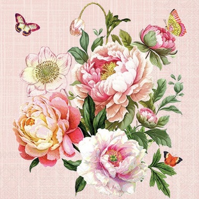 Kaffe Servietter 25x25cm, 20stk Peony Bouquet - Ambiente