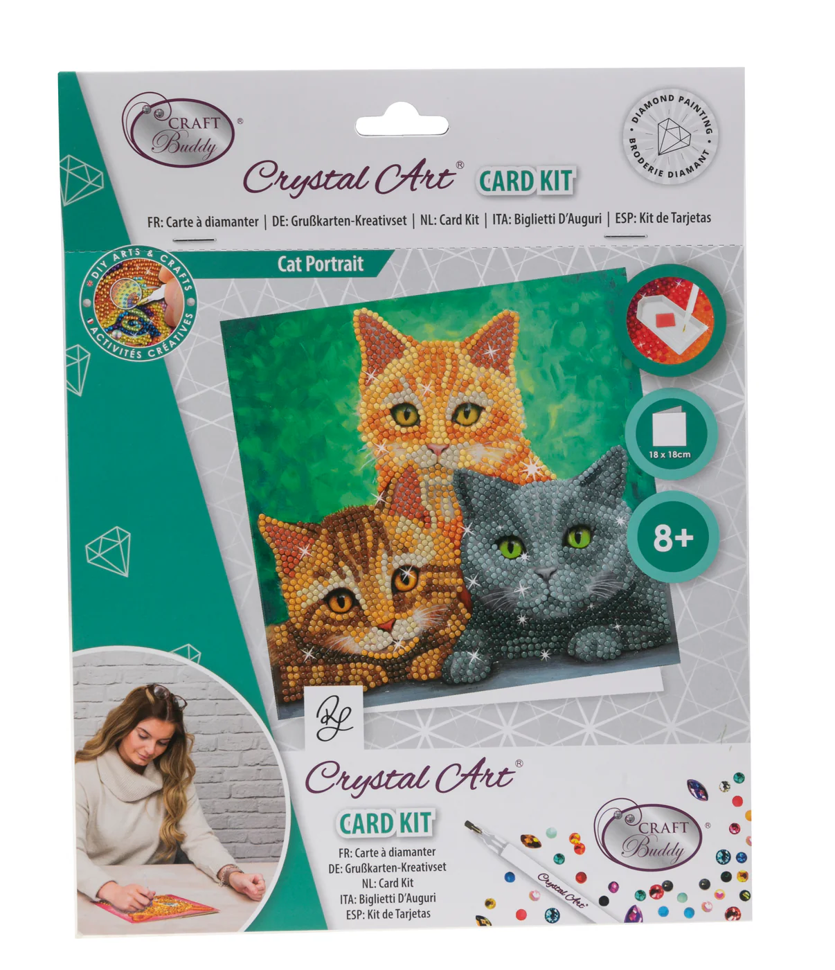 Crystal Art Katter - diamantperling kort