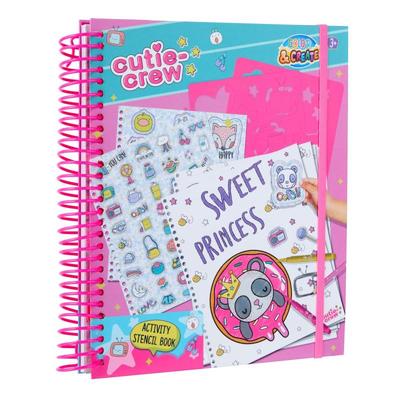 AKTIVITETSBOK MED STENCILER OG FARGEBLYANTER CUTIE CREW AKTIVITETSBOK MED STENCILER OG FARGEBLYANTER - Tinka