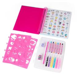 AKTIVITETSBOK MED STENCILER OG FARGEBLYANTER CUTIE CREW