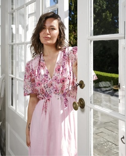 Serna Flowe print Dress Light Pink - Neo noir