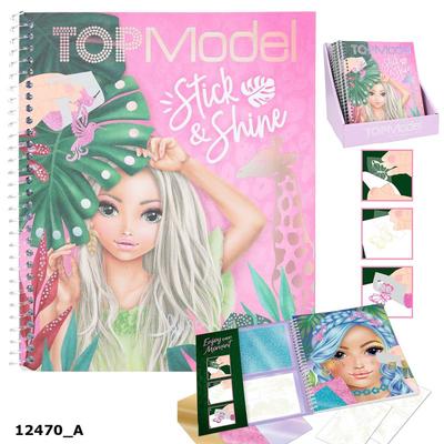 TOPModel Fargeleggingsbok stick & shine Rosa - Top Model