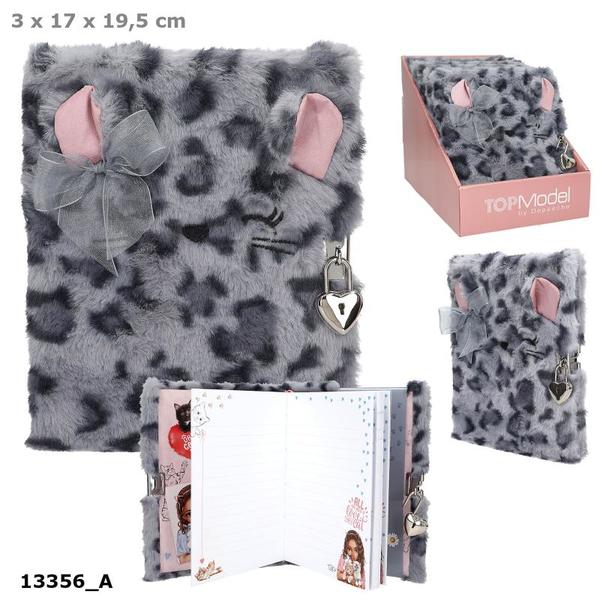 TOPModel Dagbok Fluffy med hjertelås, grå