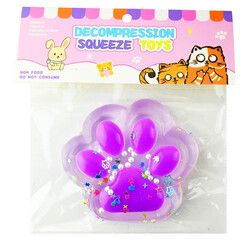 SQUISHY CAT PAW CLEAR GLITTER 130G 9cm Assortert farger - Fidget Toys