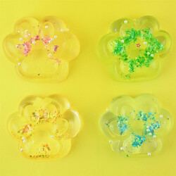 SQUISHY CAT PAW CLEAR GLITTER 130G 10cm