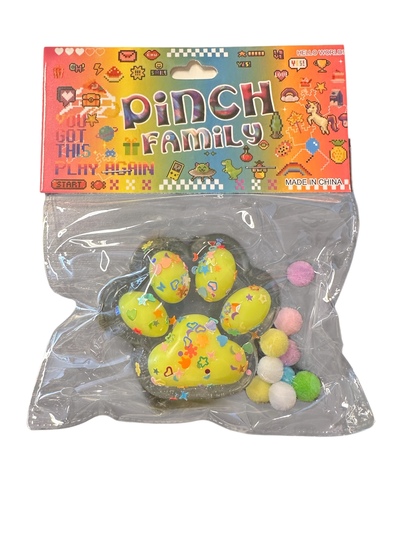 PINCH FAMILY KATTEPOTER Gul med pom - Fidget Toys
