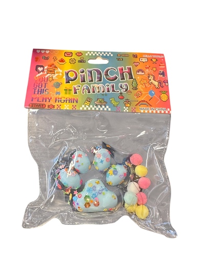 PINCH FAMILY KATTEPOTER Blå med pom - Fidget Toys