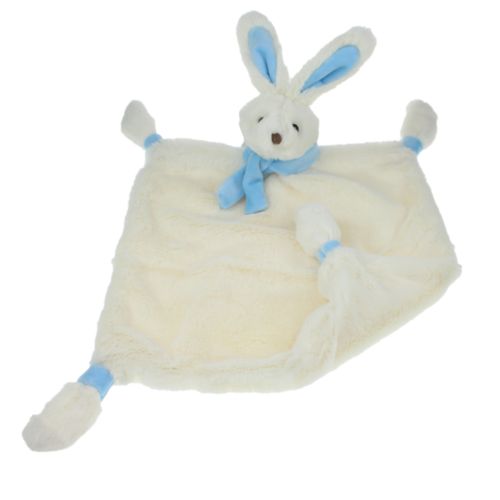 KOSEKLUT KANIN M/TØRKLE KREM/BLÅ. 30X30CM. TINKA