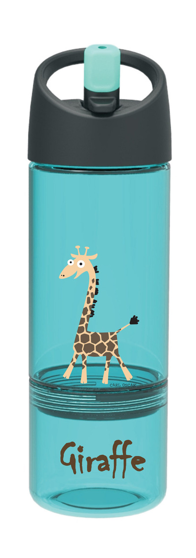 VANNFLASKE - 2in1 Vannflaske Blå - Giraff - Carl Oscar
