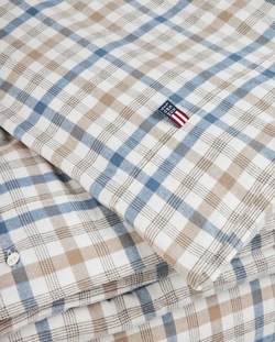 Rutete Sengesett i Bomullsflanell 