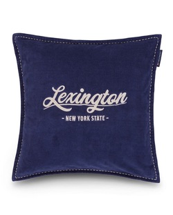 Logo putevar i økologisk bomullsfløyel, mørkeblå/lysbeige