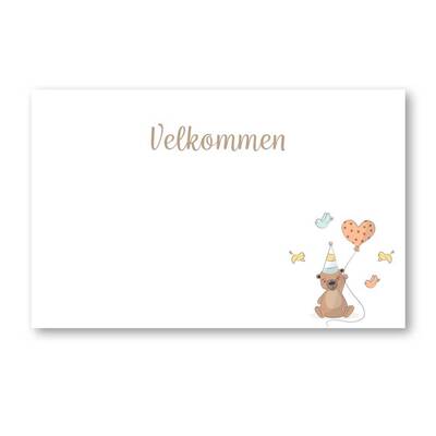 Bordkort enkle 20pk Bjørn med ballong - Happystar