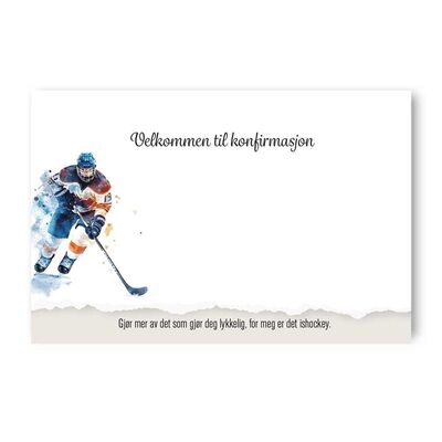 Bordkort enkle 20pk Konfirmasjon Ishockey - Happystar