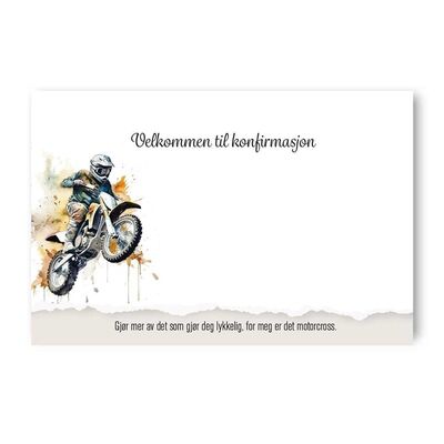 Bordkort enkle 20pk Konfirmasjon Motorcross - Happystar