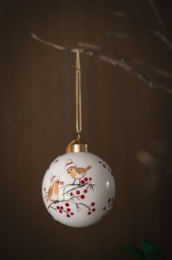 Glasskule Hvit m/Småfugl ikke relevant - UND Seasonal 