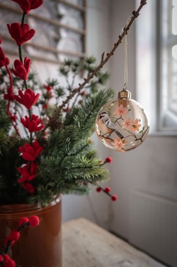 Glasskule Gylden m/Fugl