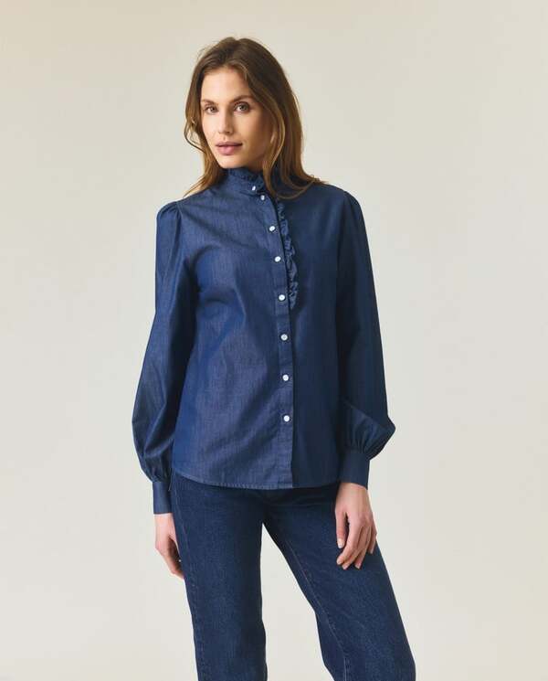 Denim Frill Blouse