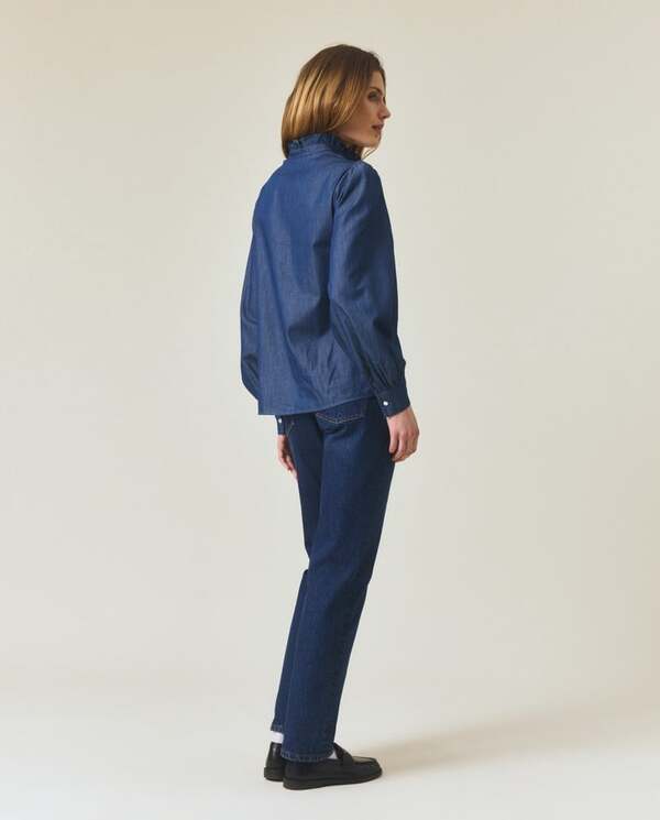 Denim Frill Blouse