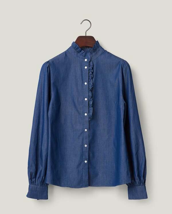 Denim Frill Blouse