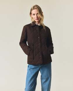 Klassisk vattert jakke, mørkebrun