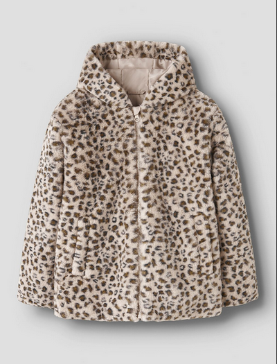 Name It Mila Jacket W Hood Oxford Tan/Leo - Name It