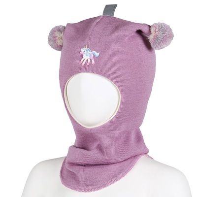 Balaclava ULL m/vindstopp ENHJØRNING  rosa - Kivat