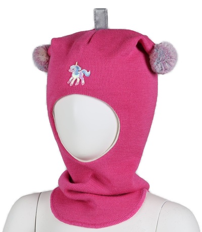 Balaclava ULL m/vindstopp ENHJØRNING  Mørke rosa - Kivat