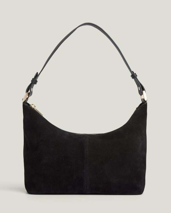 Slouchy ssemsket mini skulderveske, sort