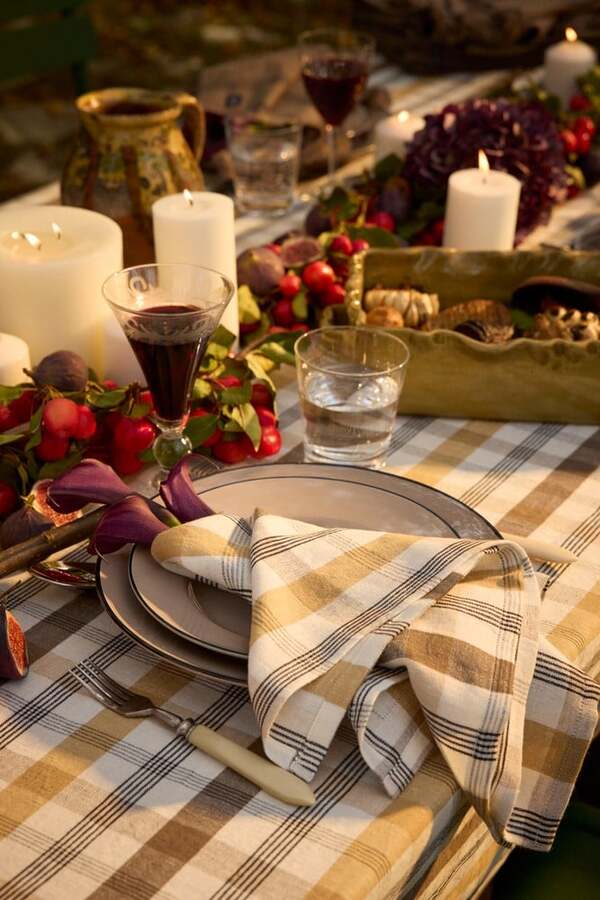 Rutet lin/bomull serviett