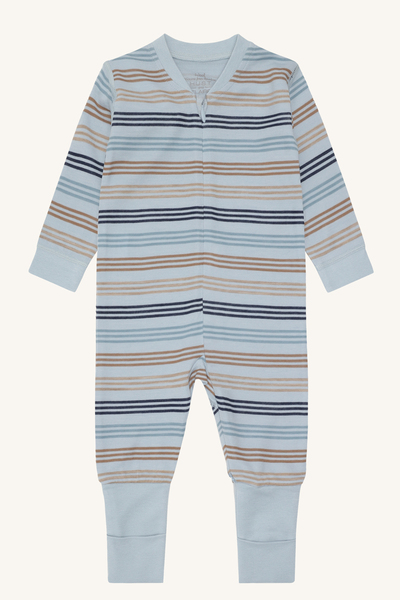 Hust & Claire Manu zip 3 stripes nattdress ull/viskose fra bambus 4117 cloud blue - Hust & Claire