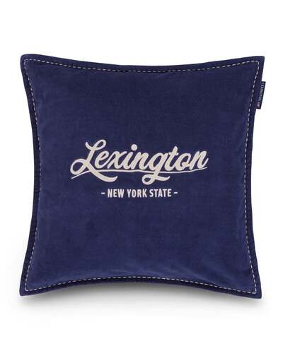 Logo putevar i økologisk bomullsfløyel Dark Blue/Lt Beige - Lexington