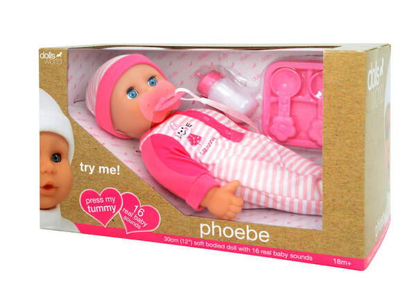 Dolls World PHOEBE GRÅTE- OG PRATEDUKKE (30CM)