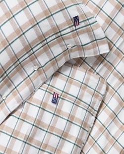 Flanell Sengesett Grønn/Beige
