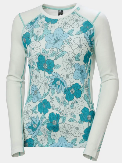 hh LIFA® Merino Midweight Graphic Long-Sleeve Crew Base Layer Dame Seafoam - Helly Hansen