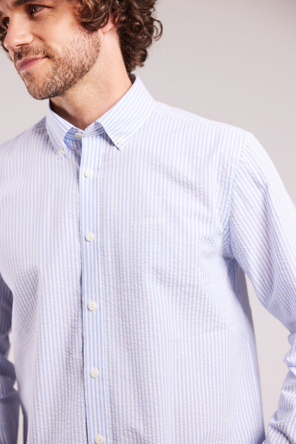 Seersucker BD Skjorte Lyseblå