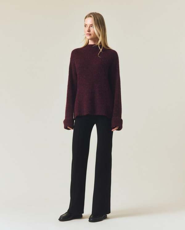 Alpakablanding mock neck genser