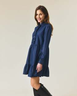 Denim tunikakjole m/rysjer  - Lexington