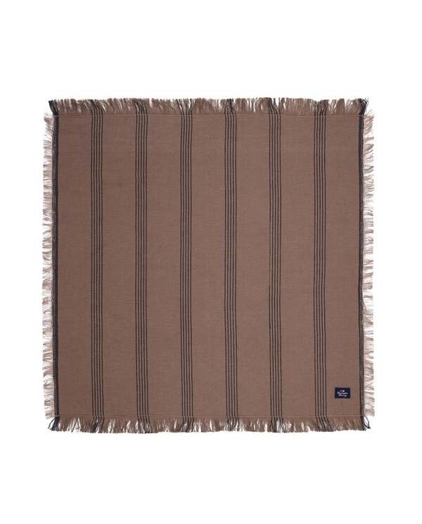 Stripet lin/bomull-serviett med frynser