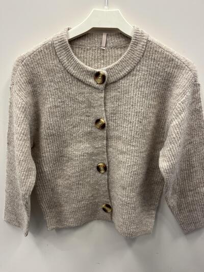 KOGCAMILLA O-NECK L/S CARDIGAN KNT Pumice Stone Melange - Kids Only 