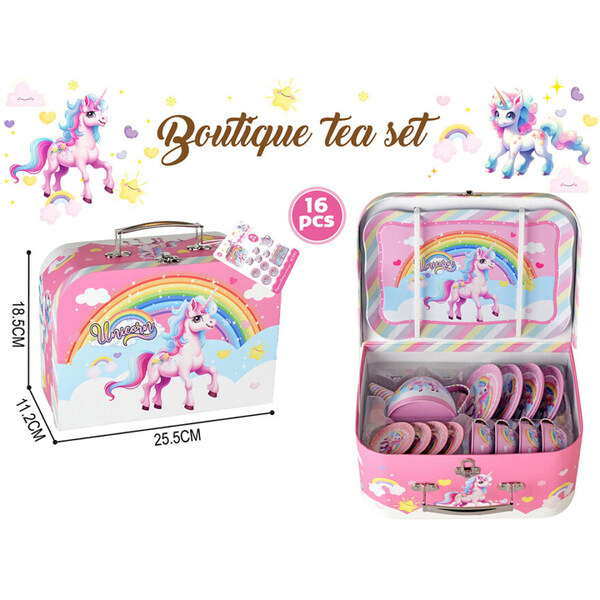 Enhjørning Koffert med Koppesett i Tinn