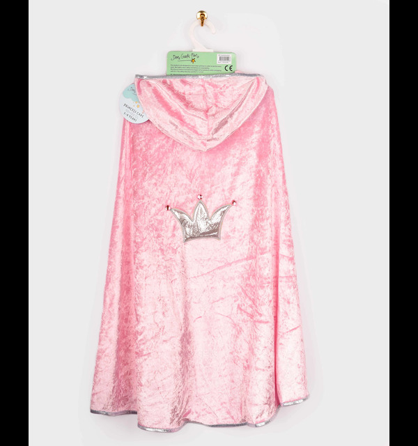 Den gode feen rosa kappe med sølv krone 3-8år