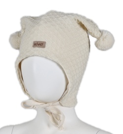 Kivat knytelue i ull med skinnlapp naturhvit - Kivat