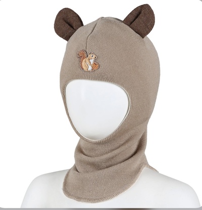 Kivat balaklava i ull med ekorn light beige brown - Kivat