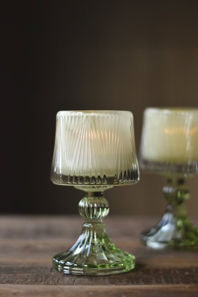 Lysholder På Stett H:15cm Grønn/Creme - Trend Design