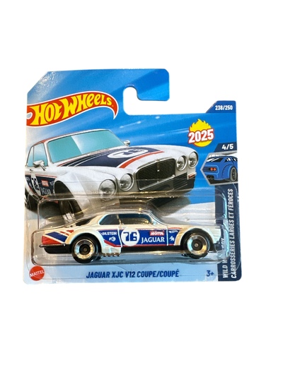 Hot Wheels 1:64 - Jaguar XJC V12 Coupe - 4/5 Wild Wildbody Hvit jaguar med blå og røde detaljer - Hot Wheels