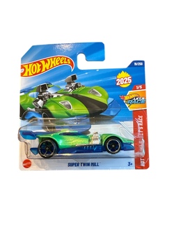 Hot Wheels 1:64 - Super Twin Mill - 1/5 Hot Wheels Let’s Race Grøn og blå bil - Hot Wheels