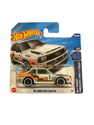 Hot Wheels 1:64 - ‘84 Audi Sport Quattro - 5/5 Wild Widebody Grå audi med sort og oransj dekor - Hot Wheels