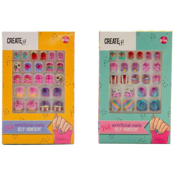 PAKKE (12PK) SELVKLEBENDE NEGLER SETT CANDY EXPLOSION CREATE IT!**