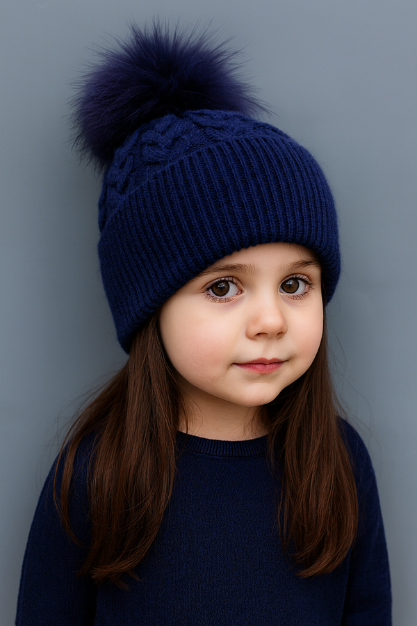 Flettet Ull lue med dusk