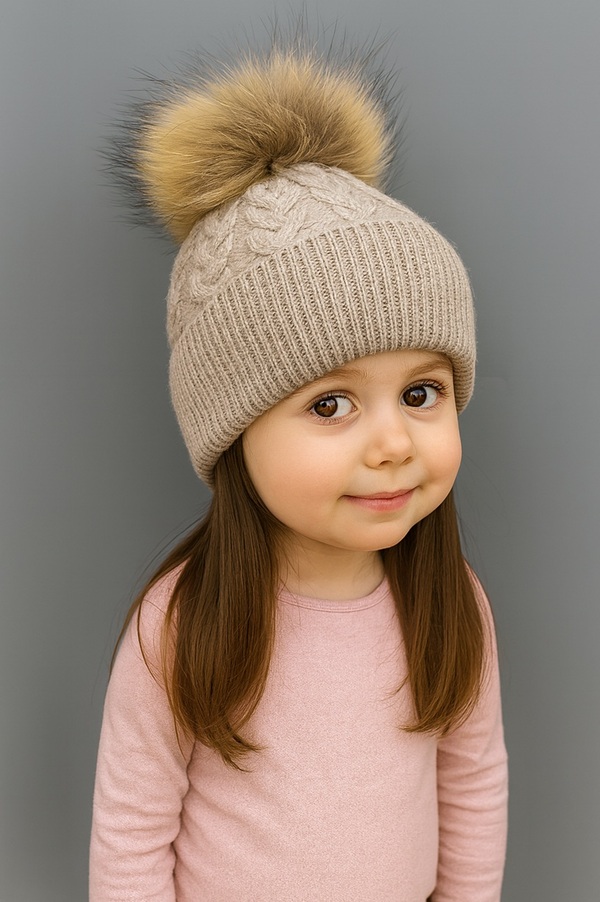 Flettet Ull lue med dusk